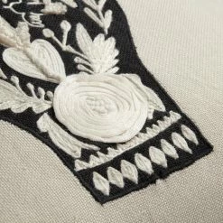 World Market Mano Ivory and Black Embroidered Indoor Outdoor Throw Pillow -Outdoor Elegant Store unnamed file 1013