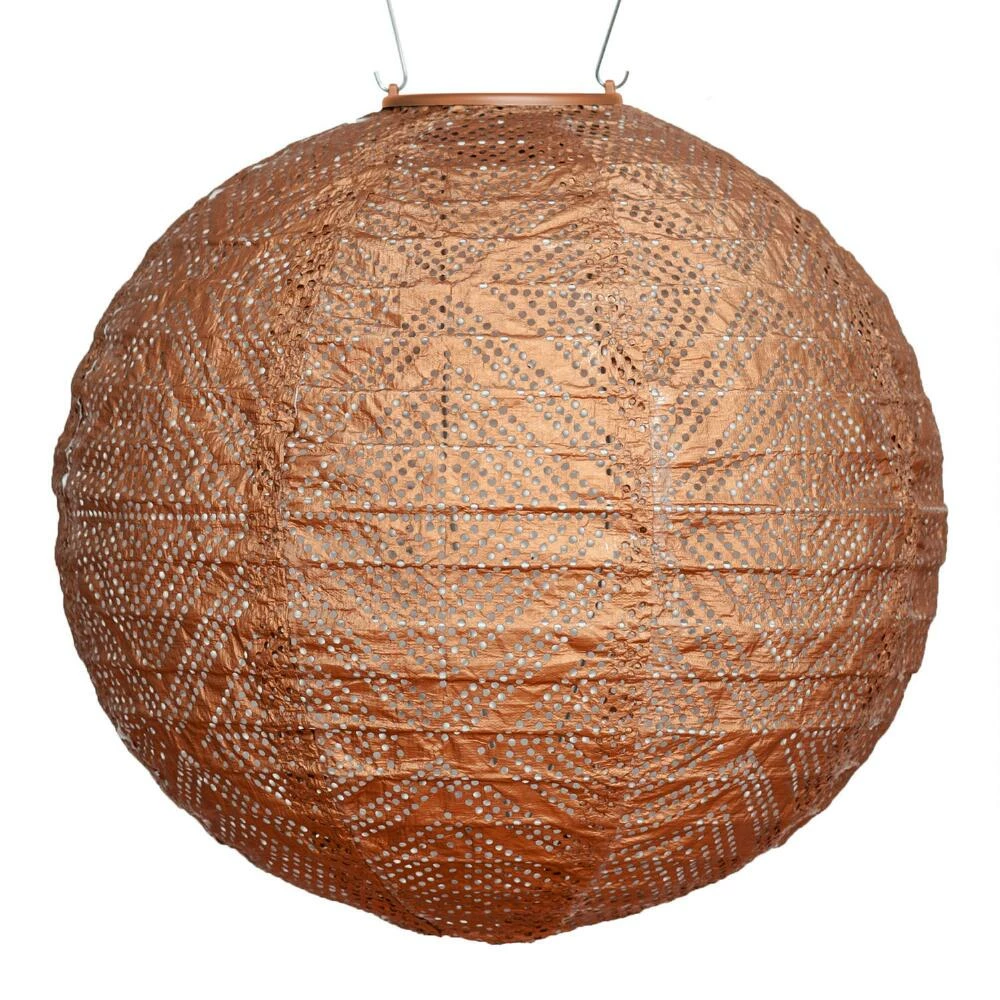 World Market Windsong Round Geometric Fabric Solar LED Lantern 9 World Market Windsong Round Geometric Fabric Solar LED Lantern - Image 7