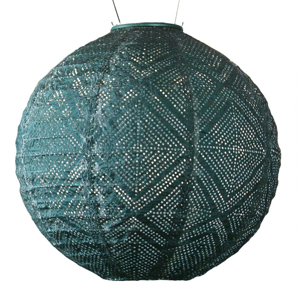 World Market Windsong Round Geometric Fabric Solar LED Lantern 10 World Market Windsong Round Geometric Fabric Solar LED Lantern - Image 8