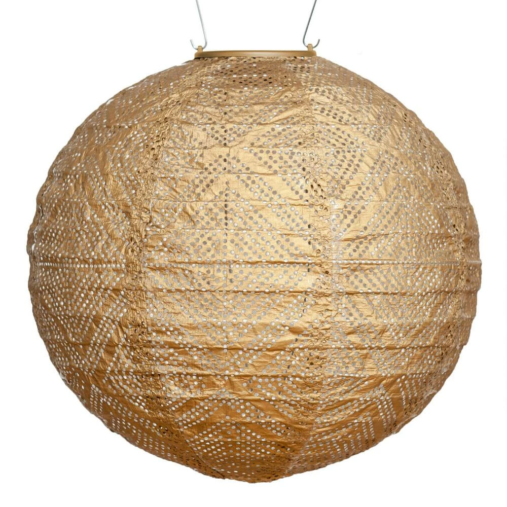 World Market Windsong Round Geometric Fabric Solar LED Lantern 11 World Market Windsong Round Geometric Fabric Solar LED Lantern - Image 9
