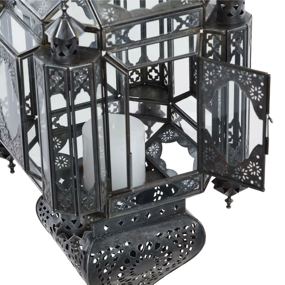 World Market Latika Extra Large Antique Zinc Hanging Candle Lantern 4 World Market Latika Extra Large Antique Zinc Hanging Candle Lantern - Image 2