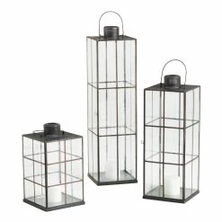 World Market Black Iron Windowpane Cargo Lantern