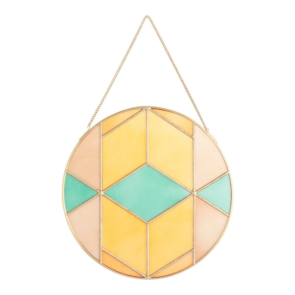 World Market Round Stained Glass and Brass Geo Suncatcher Hanging Decor 2 World Market Round Stained Glass and Brass Geo Suncatcher Hanging Decor