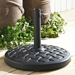 World Market Black Basket Weave Patio Umbrella Stand -Outdoor Elegant Store unnamed file 1274