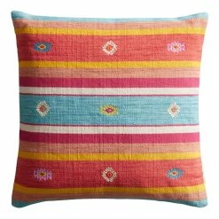 World Market Coral Baja Stripe Indoor Outdoor Throw Pillow