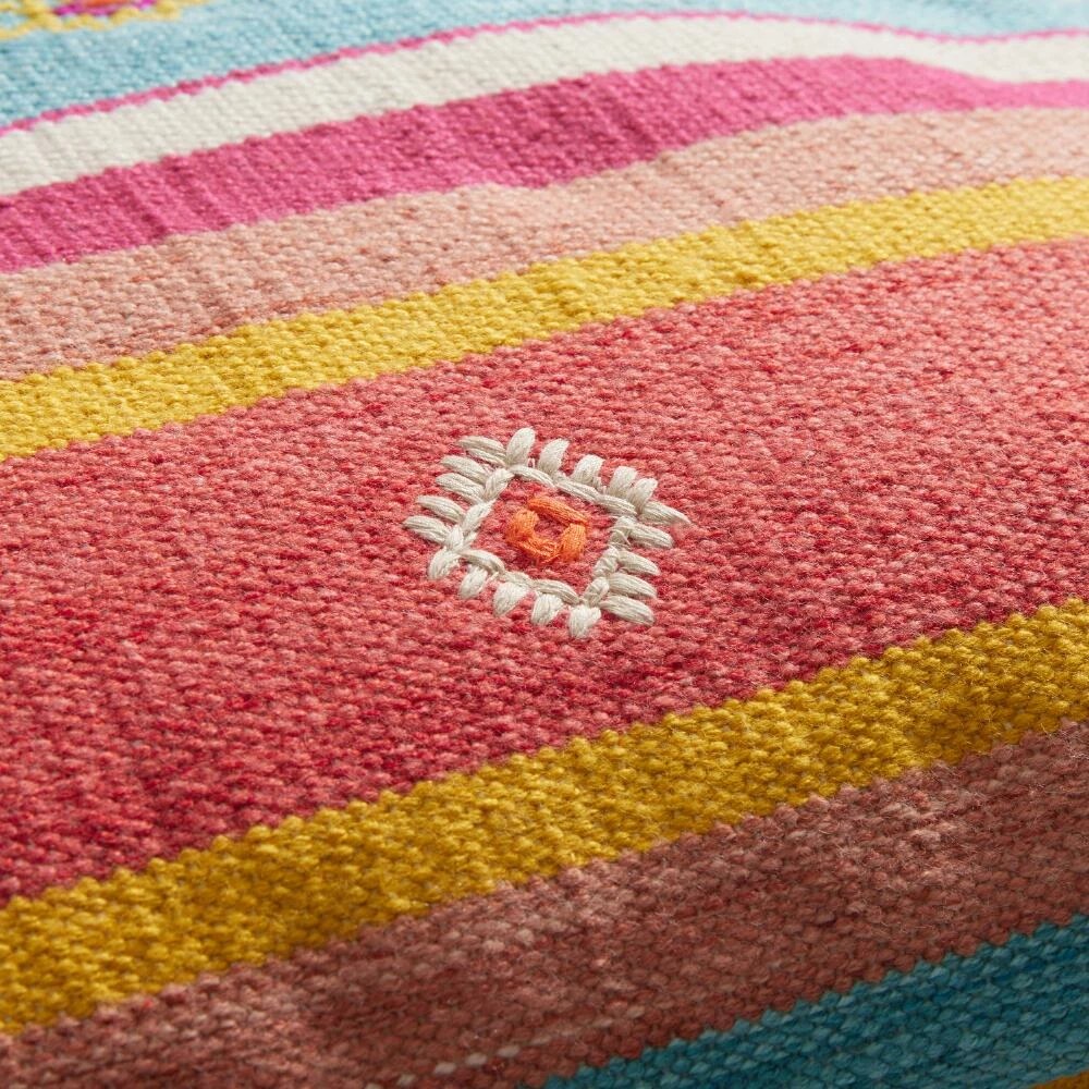 World Market Coral Baja Stripe Indoor Outdoor Throw Pillow 5 World Market Coral Baja Stripe Indoor Outdoor Throw Pillow - Image 3