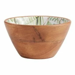 World Market Small Green Eucalyptus Enamel Wood Bowl