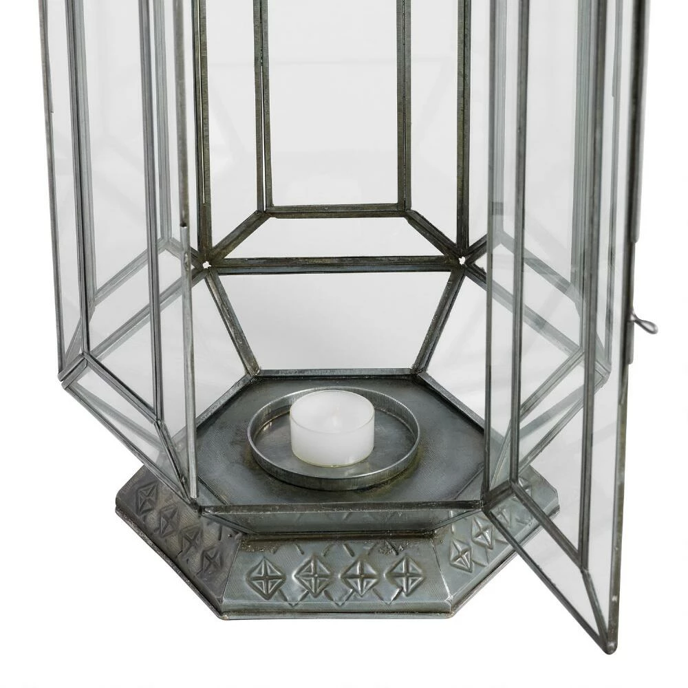 World Market Latika Tall Antique Zinc Tabletop Candle Lantern 5 World Market Latika Tall Antique Zinc Tabletop Candle Lantern - Image 3