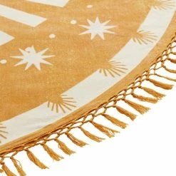 World Market Round Golden Yellow and Ivory Cotton Picnic Blanket -Outdoor Elegant Store unnamed file 1431
