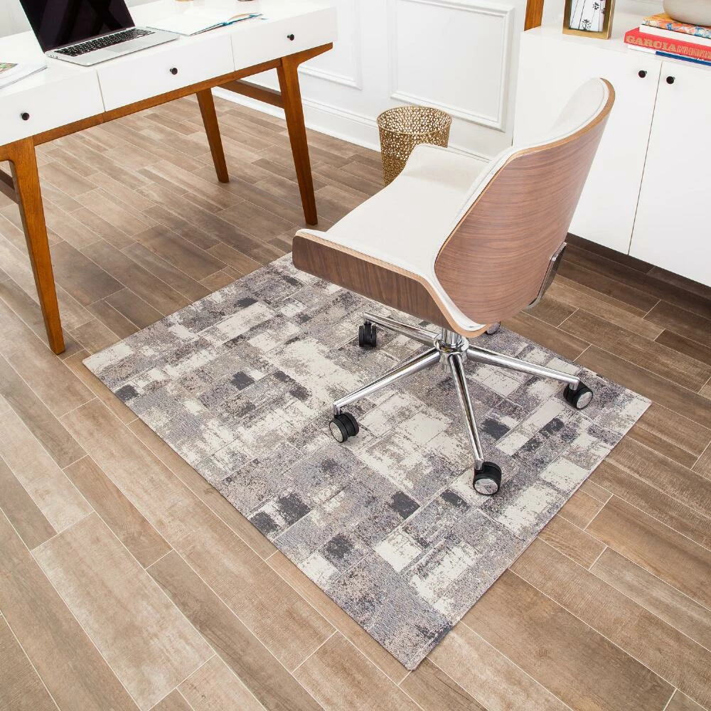 World Market Gray And Beige Abstract Square Office Chair Mat 6 World Market Gray And Beige Abstract Square Office Chair Mat - Image 4