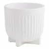 World Market Taylor White Cement Fluted Footed Outdoor Planter