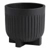 World Market Taylor Large Black Cement Fluted Footed Outdoor Planter