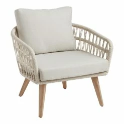 World Market Nevis Antique White Woven Rope Outdoor Chair