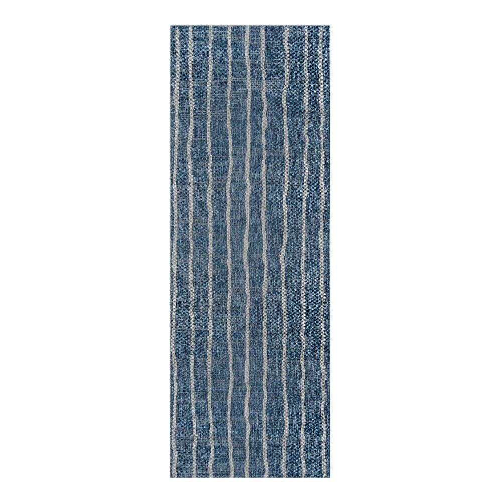 World Market Blue and Ivory Stripe Parker Indoor Outdoor Rug 4 World Market Blue and Ivory Stripe Parker Indoor Outdoor Rug - Image 2
