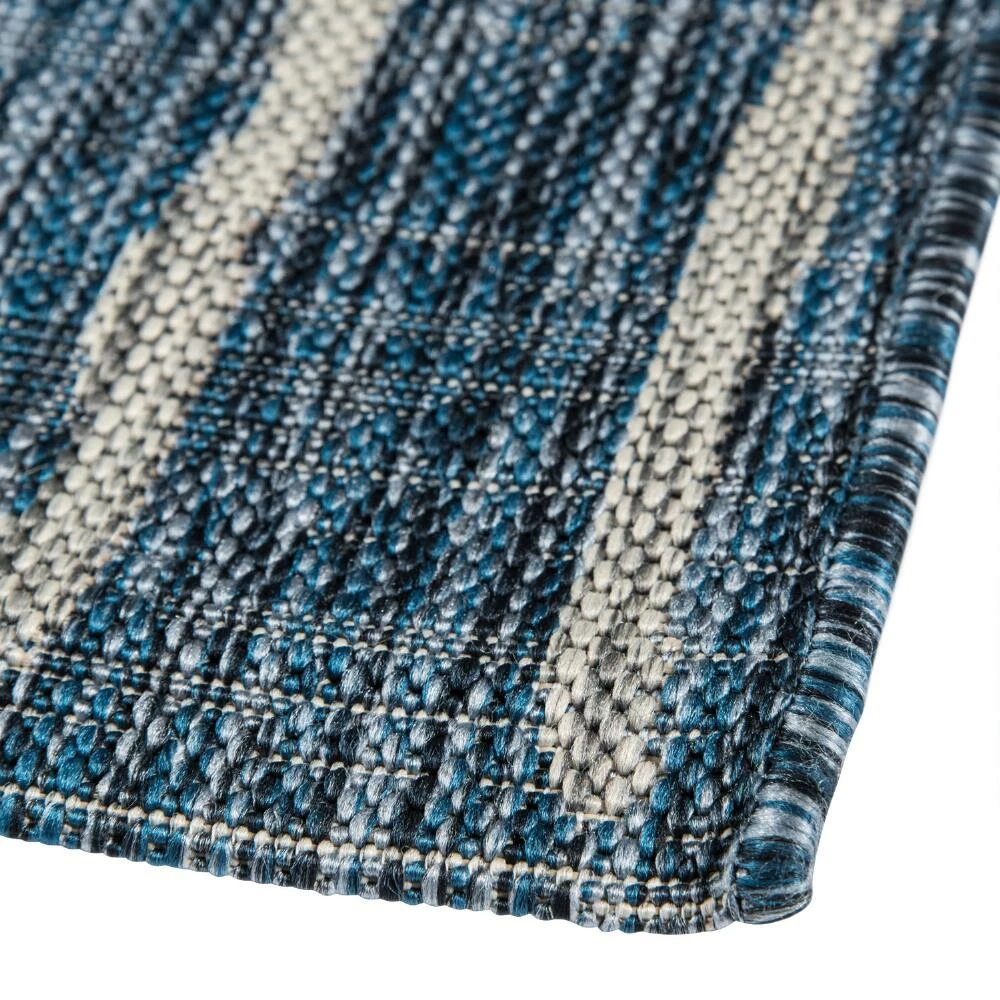 World Market Blue and Ivory Stripe Parker Indoor Outdoor Rug 5 World Market Blue and Ivory Stripe Parker Indoor Outdoor Rug - Image 3
