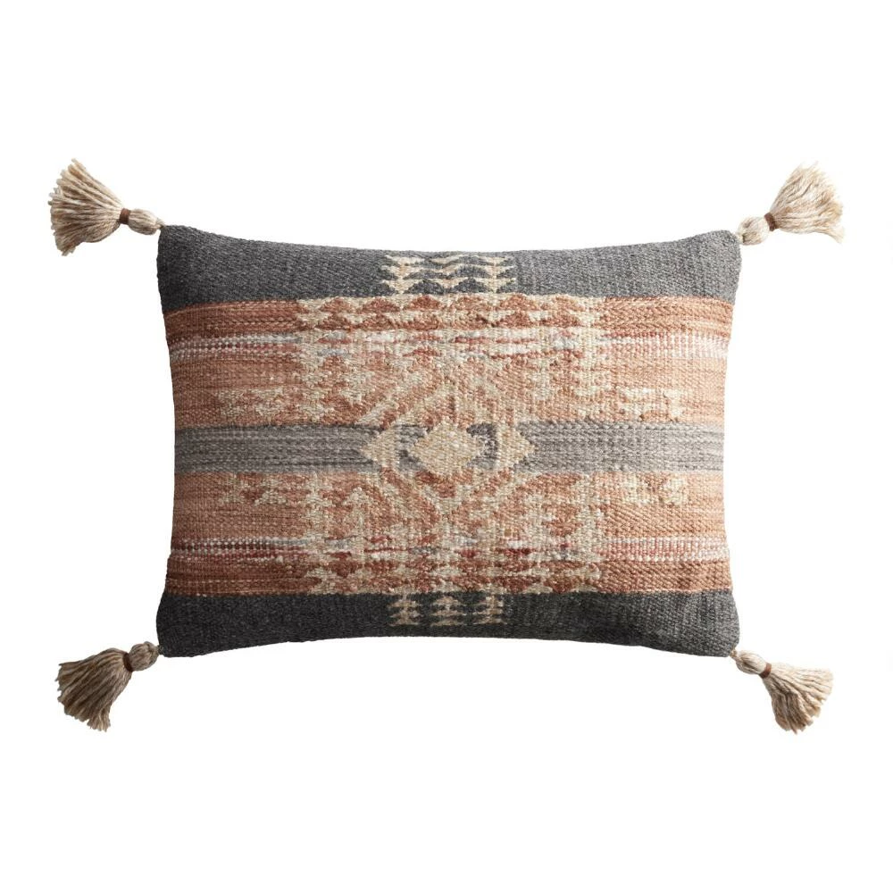 World Market Nova Gray And Rust Kilim Indoor Outdoor Lumbar Pillow 3 World Market Nova Gray And Rust Kilim Indoor Outdoor Lumbar Pillow