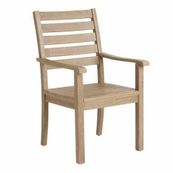 World Market Segovia Light Brown Eucalyptus Outdoor Dining Armchair