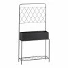World Market Black Metal Trellis Outdoor Planter Box with Shelf