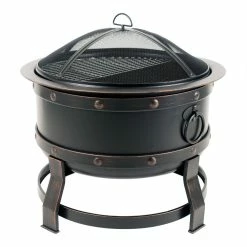World Market Brook Rubbed Bronze Steel Industrial Fire Pit -Outdoor Elegant Store unnamed file 1766