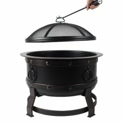 World Market Brook Rubbed Bronze Steel Industrial Fire Pit -Outdoor Elegant Store unnamed file 1767