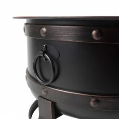 World Market Brook Rubbed Bronze Steel Industrial Fire Pit -Outdoor Elegant Store unnamed file 1768