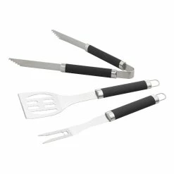 World Market Black Soft Grip BBQ Utensil Set 3 Piece