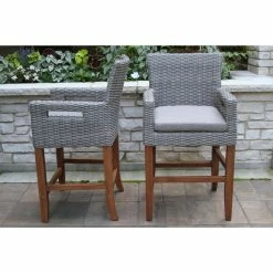World Market Kimo Gray All Weather Wicker Outdoor Counter Stool Set of 2 -Outdoor Elegant Store unnamed file 1836