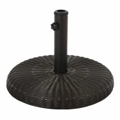 World Market Winder Round Brown Basketweave Patio Umbrella Stand
