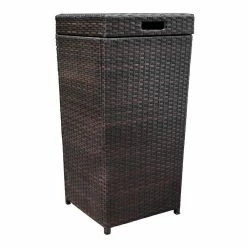 World Market Pinamar Espresso All Weather Wicker Outdoor Trash Can