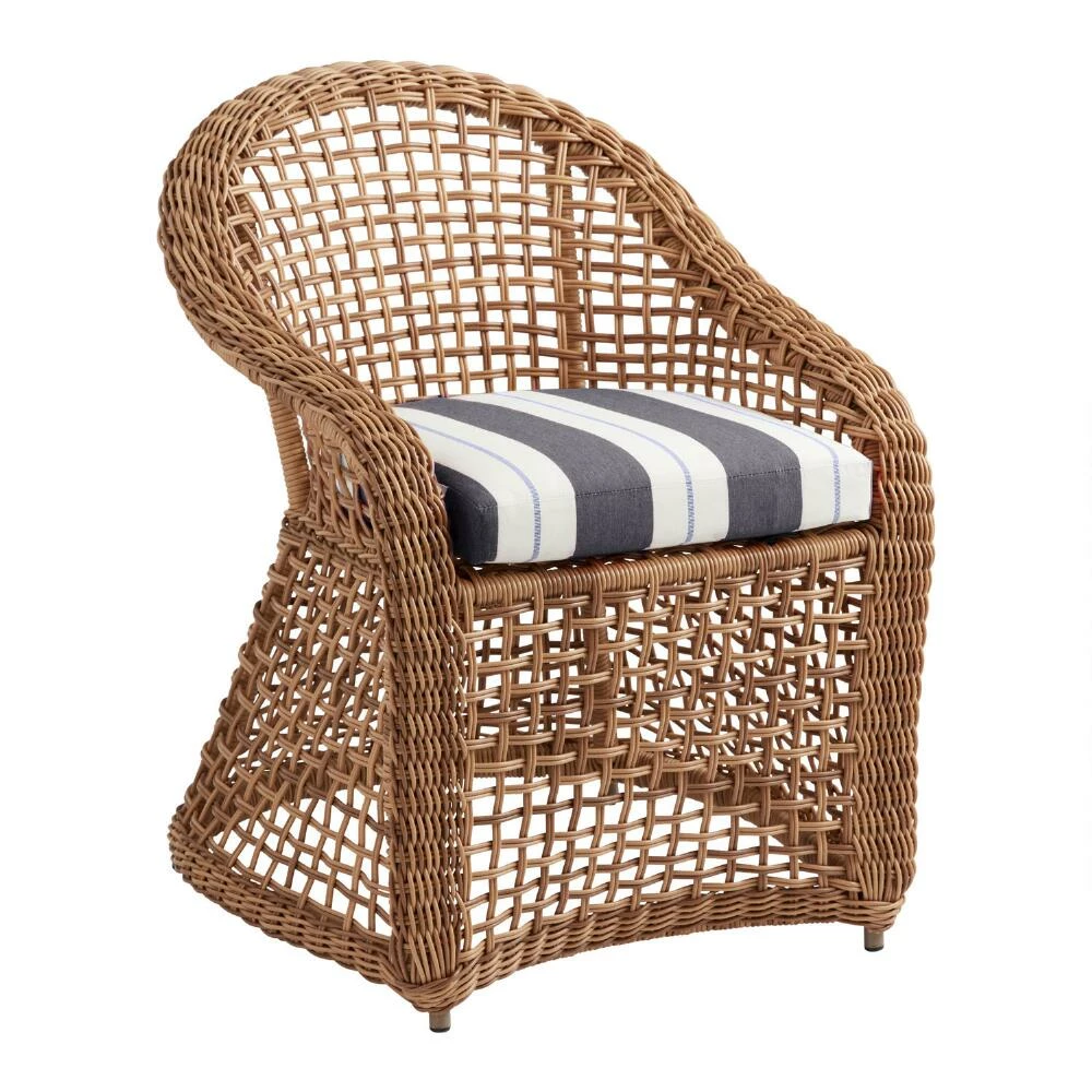 World Market Sunbrella Navy Stripe Gusseted Outdoor Chair Cushion 6 World Market Sunbrella Navy Stripe Gusseted Outdoor Chair Cushion - Image 4