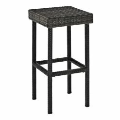 World Market Pinamar Gray All Weather Wicker Outdoor Barstools Set of 2