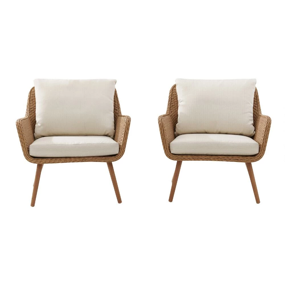 World Market Simona Oatmeal All Weather Wicker Outdoor Chair Set of 2 4 World Market Simona Oatmeal All Weather Wicker Outdoor Chair Set of 2 - Image 2