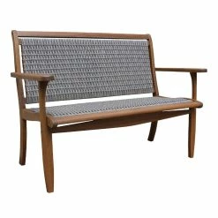 World Market Galena Gray All Weather Wicker and Wood Outdoor Bench