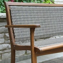 World Market Galena Gray All Weather Wicker and Wood Outdoor Bench -Outdoor Elegant Store unnamed file 2136
