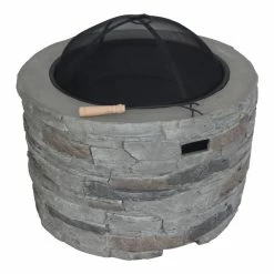 World Market Kalmia Gray Stone Lightweight Concrete Fire Pit