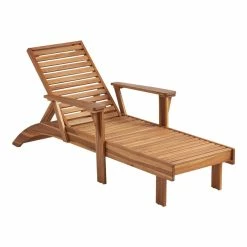 World Market Kapari Natural Wood Outdoor Chaise Lounge with Cushion -Outdoor Elegant Store unnamed file 2259