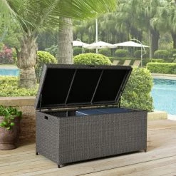 World Market Pinamar Gray All Weather Wicker Outdoor Storage Chest -Outdoor Elegant Store unnamed file 2288