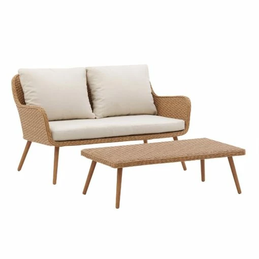 World Market Simona Oatmeal All Weather Outdoor Loveseat & Coffee Table -Outdoor Elegant Store unnamed file 2306