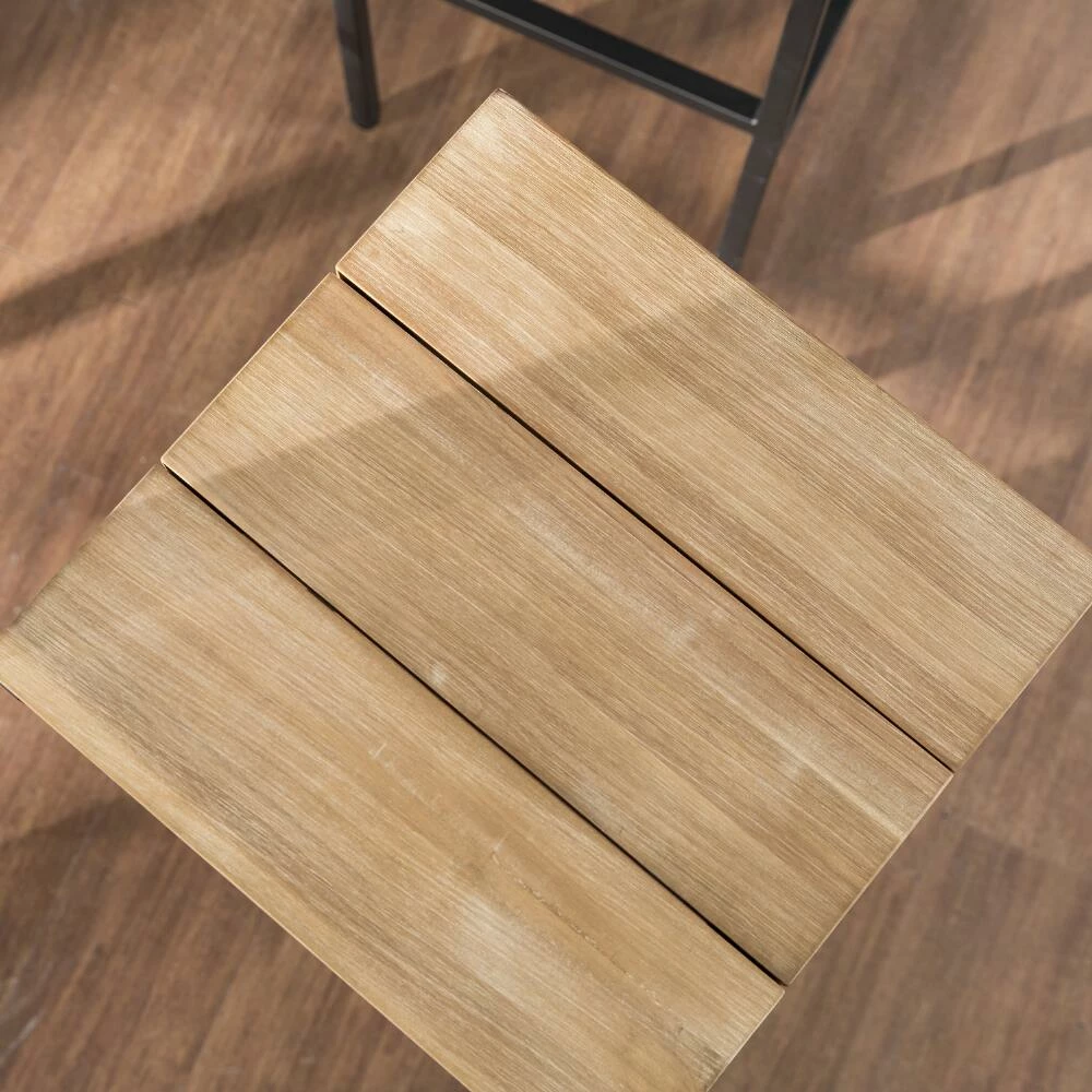 World Market Napa Metal and Acacia Backless Outdoor Barstool Set of 2 5 World Market Napa Metal and Acacia Backless Outdoor Barstool Set of 2 - Image 3