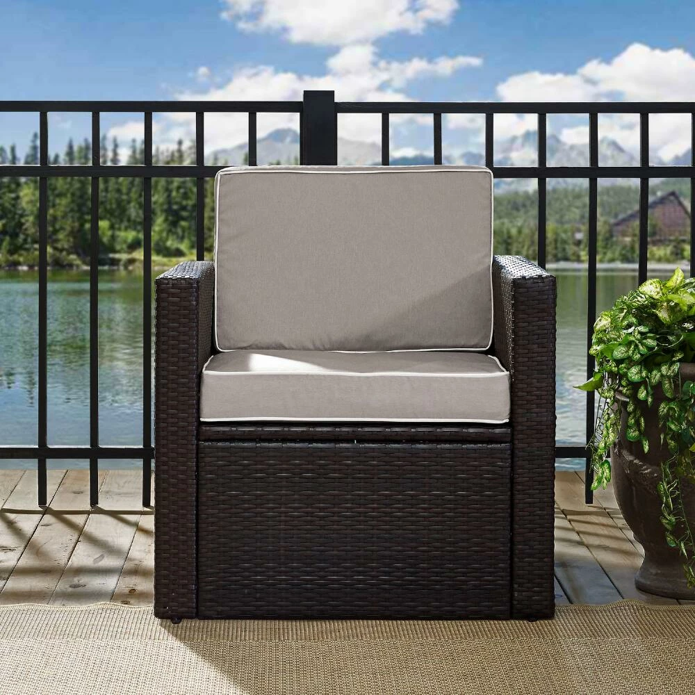 World Market Pinamar Espresso All Weather Outdoor Chair with Gray Cushion 6 World Market Pinamar Espresso All Weather Outdoor Chair with Gray Cushion - Image 4