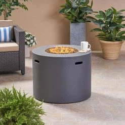 World Market Banzi Dark Gray Lightweight Concrete Gas Fire Pit -Outdoor Elegant Store unnamed file 2462