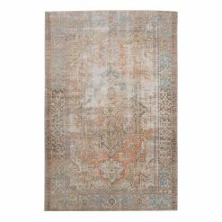 World Market Lauren Terracotta and Blue Persian Style Indoor Outdoor Rug