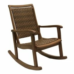 World Market Galena Brown All Weather Wicker and Wood Rocking Chair