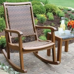 World Market Galena Brown All Weather Wicker and Wood Rocking Chair -Outdoor Elegant Store unnamed file 2509