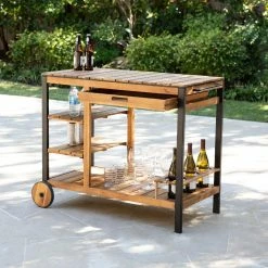 World Market Seymour Acacia Wood and Black Metal 4 Tier Outdoor Bar Cart -Outdoor Elegant Store unnamed file 2580