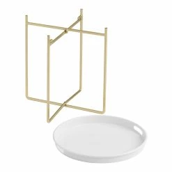 World Market Adelmo Round White and Gold Tray Top Folding Accent Table -Outdoor Elegant Store unnamed file 2587