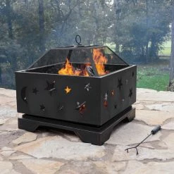 World Market Skye Square Rubbed Bronze Steel Star And Moon Fire Pit -Outdoor Elegant Store unnamed file 2590