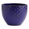 World Market Ridley Blue Ceramic Scallop Geo Outdoor Planter