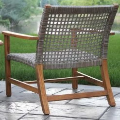 World Market Hakui Teak Wood & All Weather Wicker Accent Chair Set of 2 -Outdoor Elegant Store unnamed file 2733