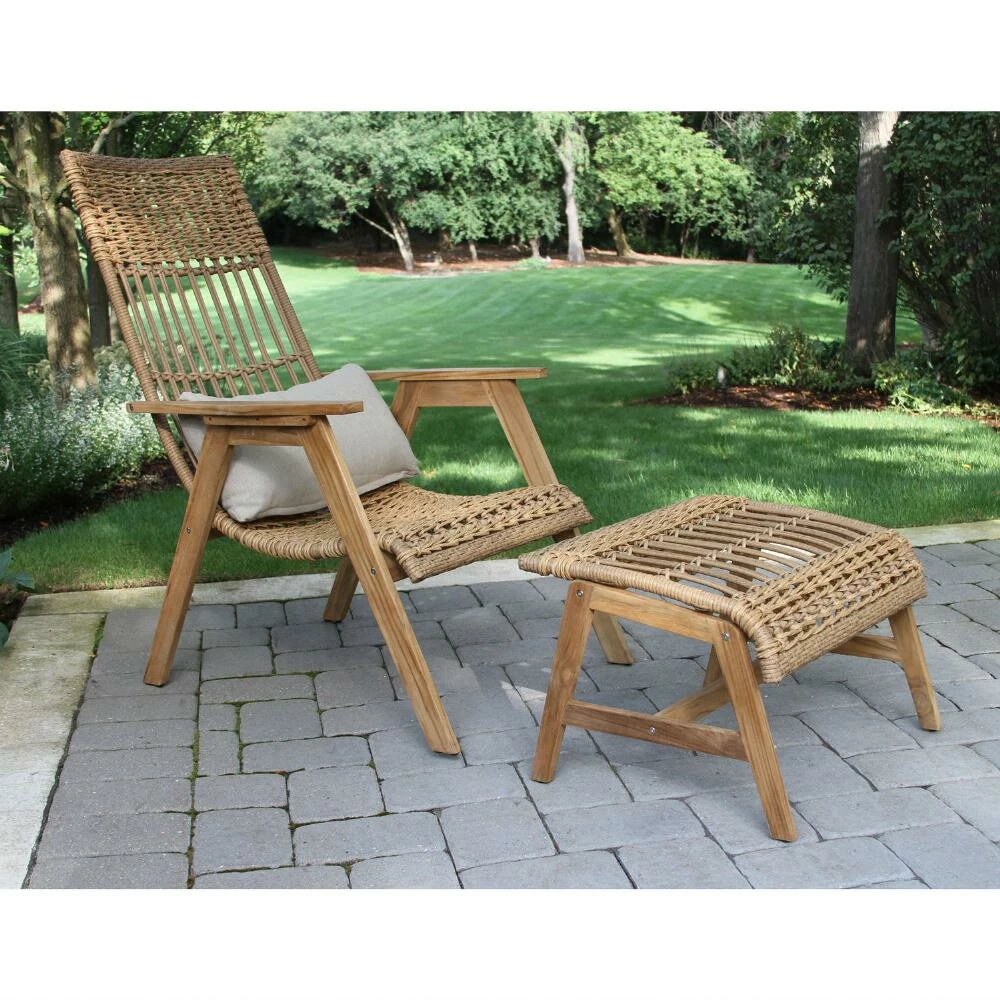 World Market Aneesa Teak Wood and All Weather Wicker 5 Piece Outdoor Set 5 World Market Aneesa Teak Wood and All Weather Wicker 5 Piece Outdoor Set - Image 3